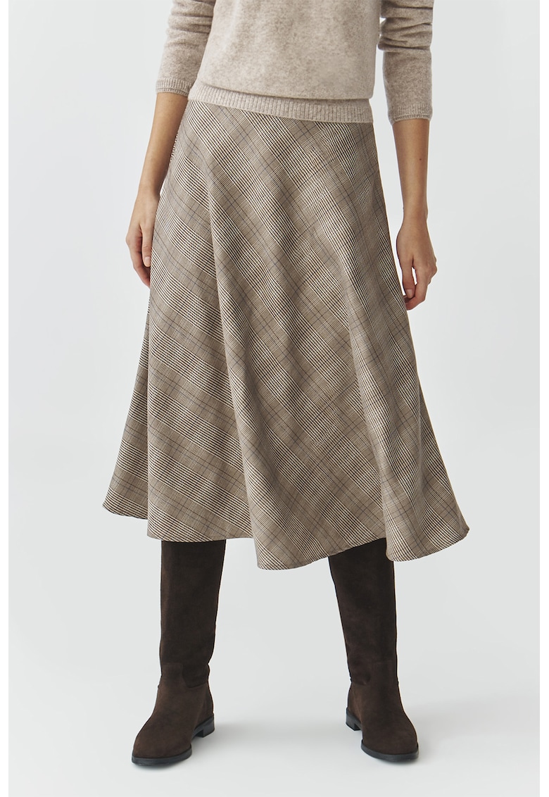 Fusta midi evazata cu model in carouri Fusta midi evazata cu model in carouri