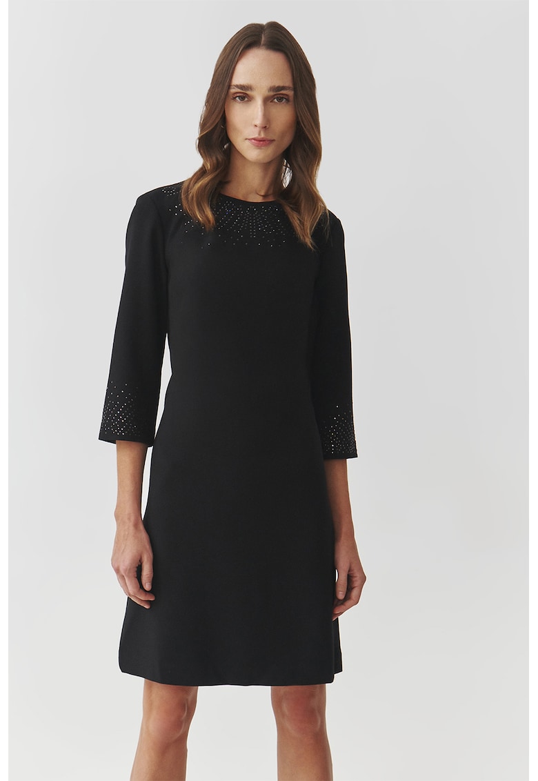 Rochie evazata cu strasuri - Negru