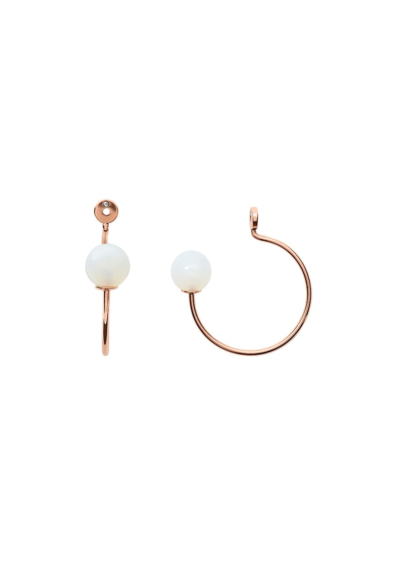 Accesorii cu margele cu irizatii pentru cercei rotunzi Fashion - Auriu rose