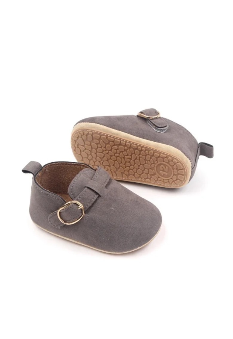 Pantofi Casual - Piele intoarsa - Fete - Velcro - Gri petrol