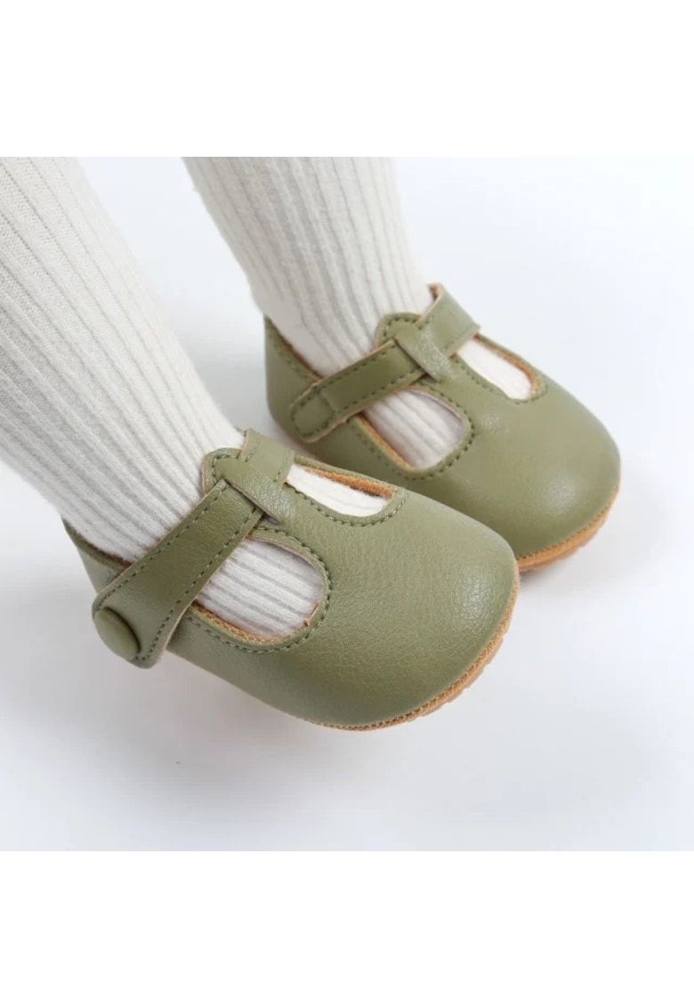 Pantofi Casual - Piele ecologica - Fete - Velcro - Kaki - Kaki