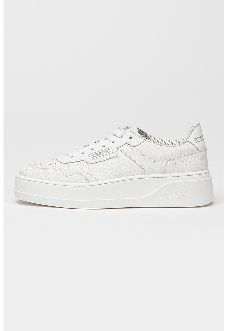 Pantofi sport de piele cu siret - Alb