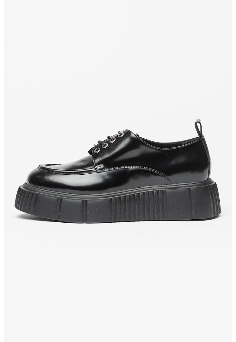 Pantofi flatform de piele - Negru