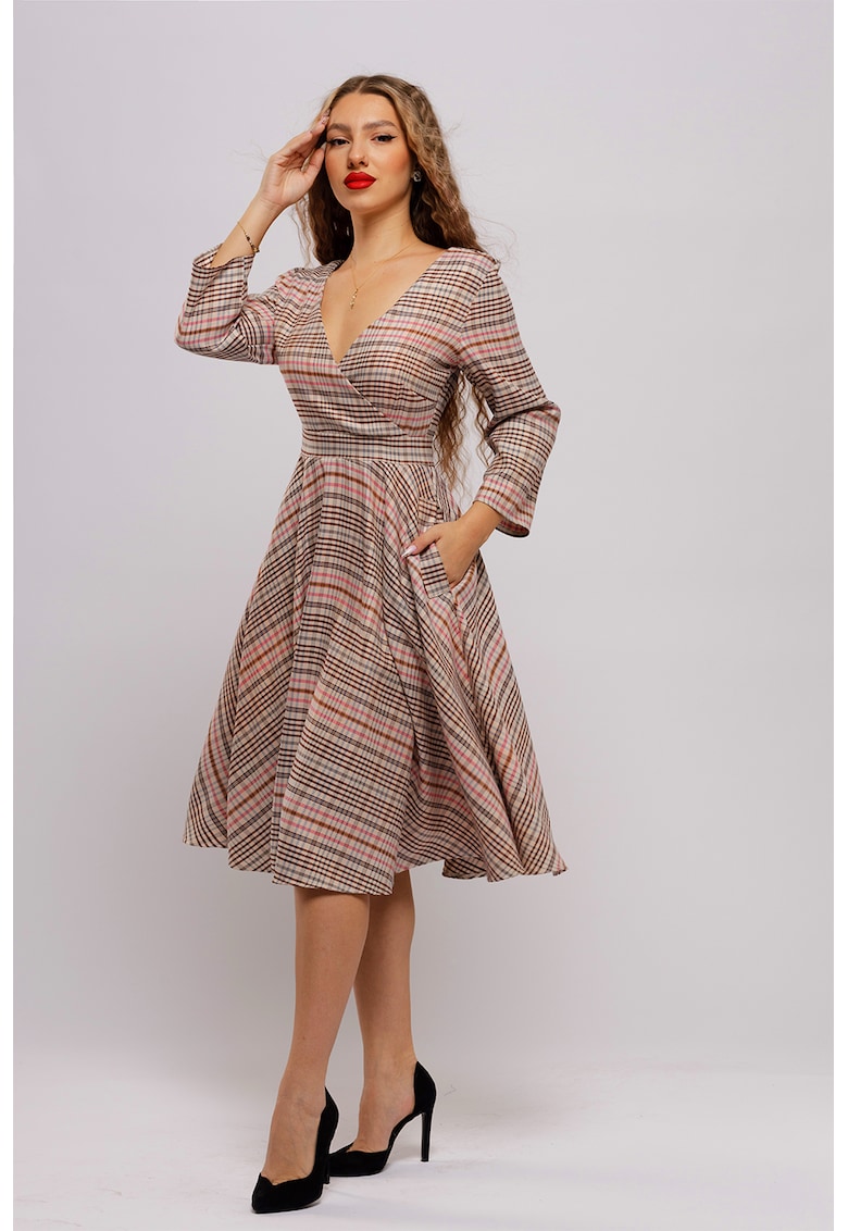 Rochie midi evazata cu buzunare