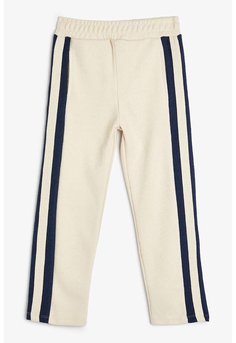Pantaloni de trening cu garnituri laterale contrastante - Negru/Bej deschis