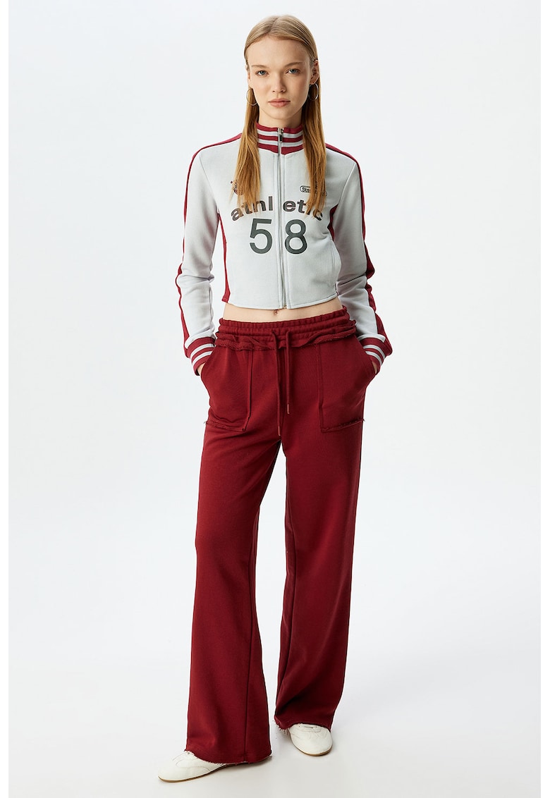 Bluza de trening crop cu imprimeu text