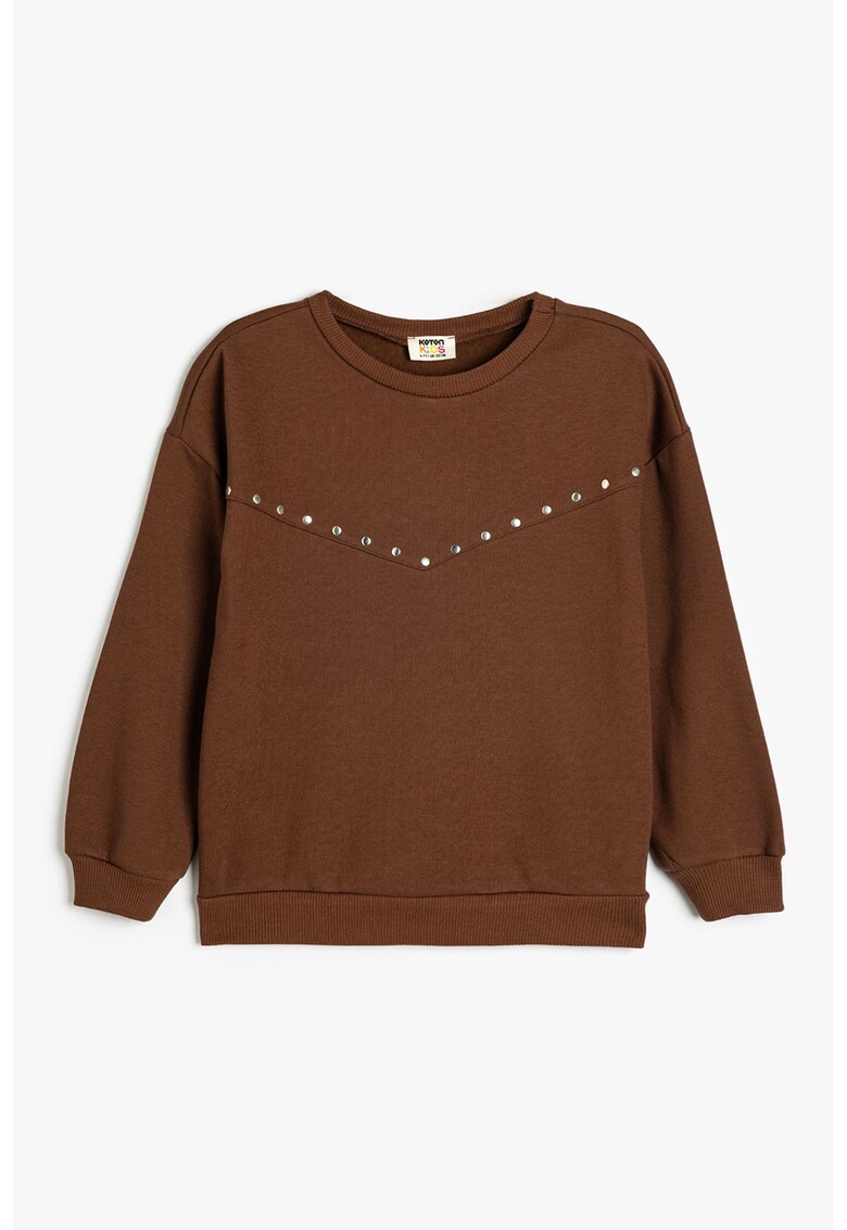Pulover cu decolteu la baza gatului si aplicatii cu nituri - Maro
