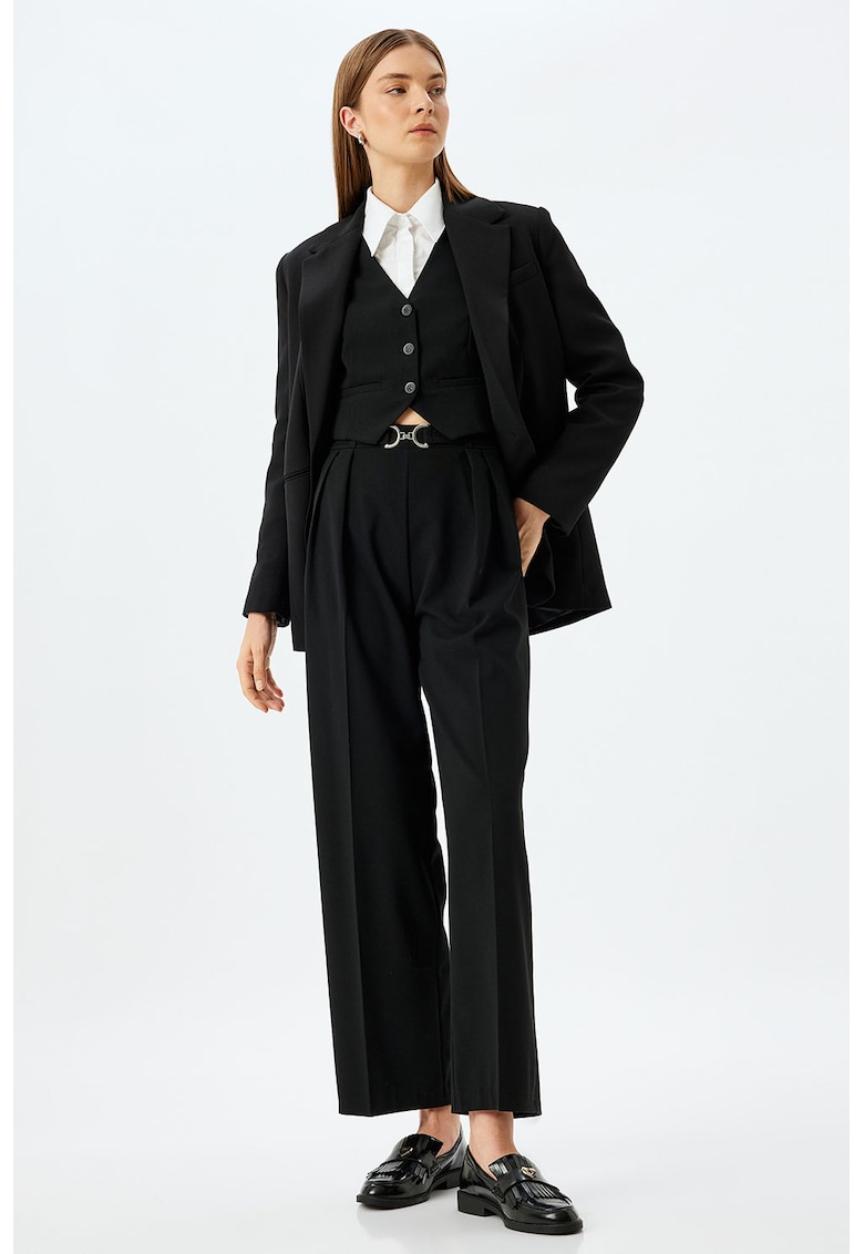 Pantaloni crop cu talie inalta - Negru