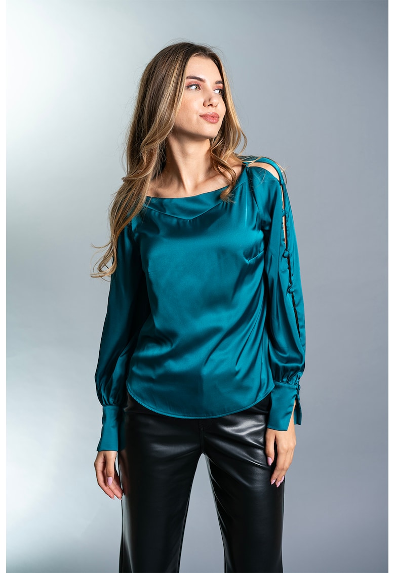 Bluza de satin cu decolteu barcuta Sophia