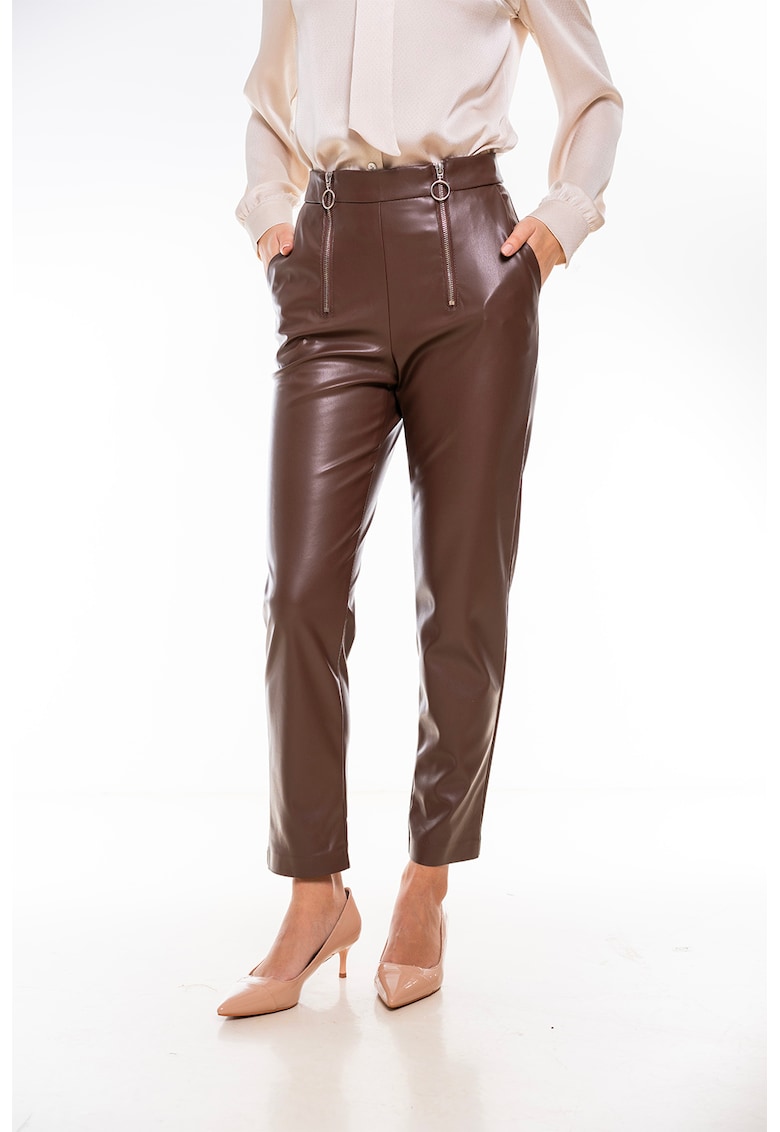 Pantaloni crop de piele ecologica Hazel