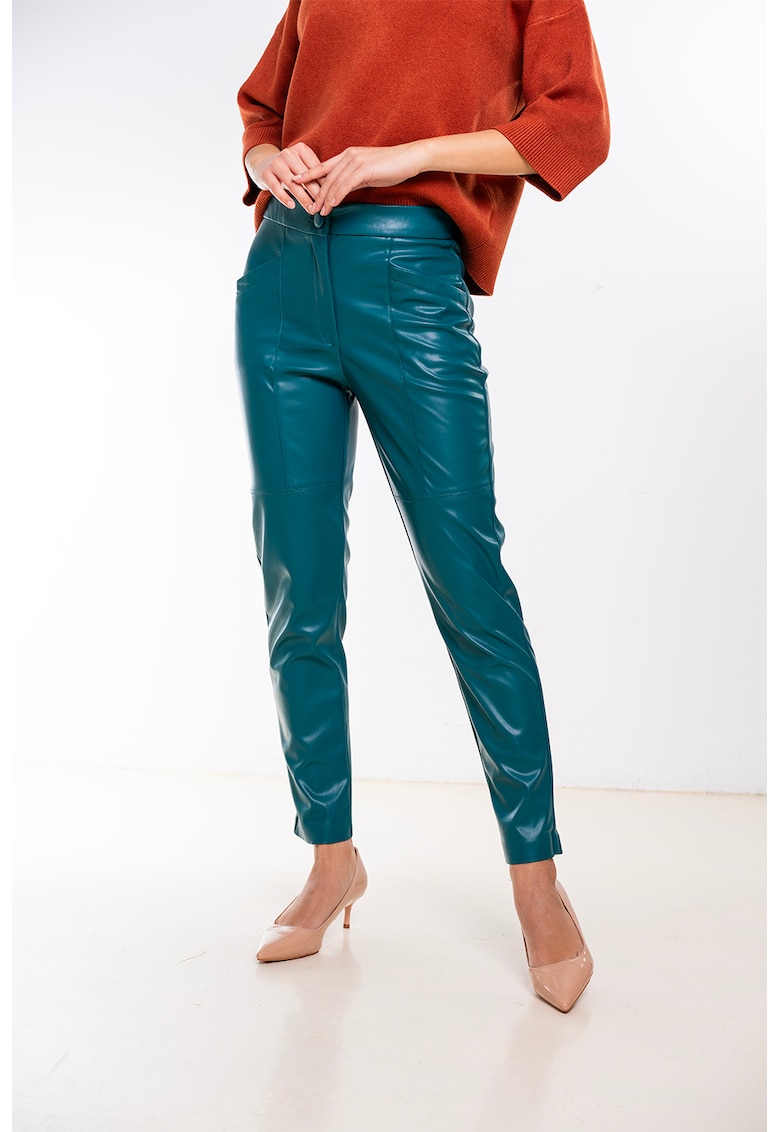 Pantaloni crop de piele ecologica Luciana