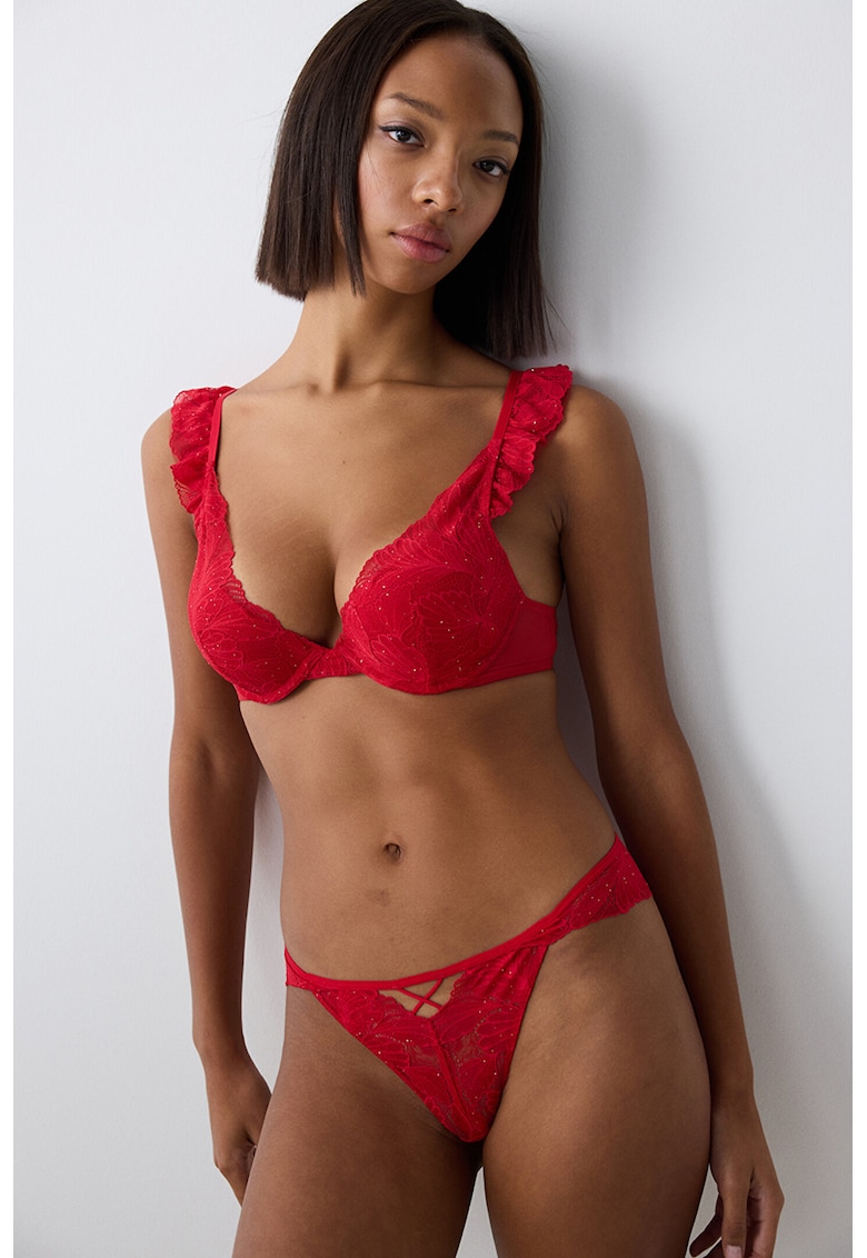 Sutien de dantela cu garnituri cu volane Sutien de dantela cu garnituri cu volane