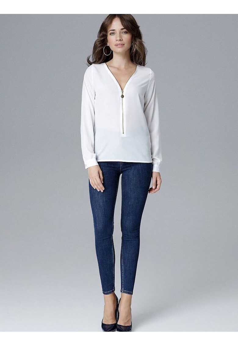 Bluza dama - cu fermoar - bej - LYCRA - poliester