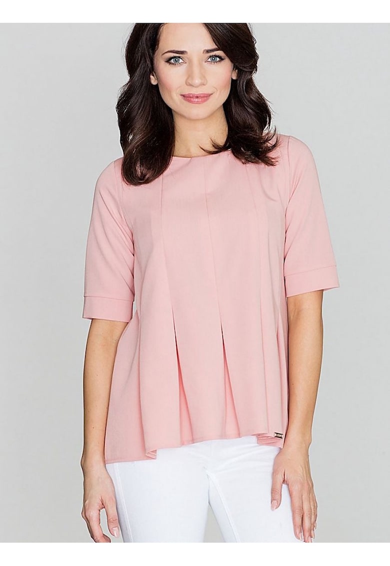 Bluza dama - roz - poliester - maneci scurte - decolteu rotund