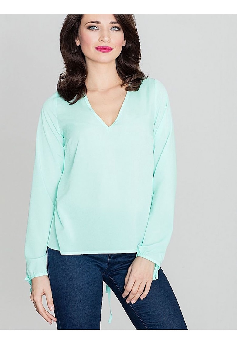 Bluza dama - maneci lungi - decolteu mic - poliester - Verde