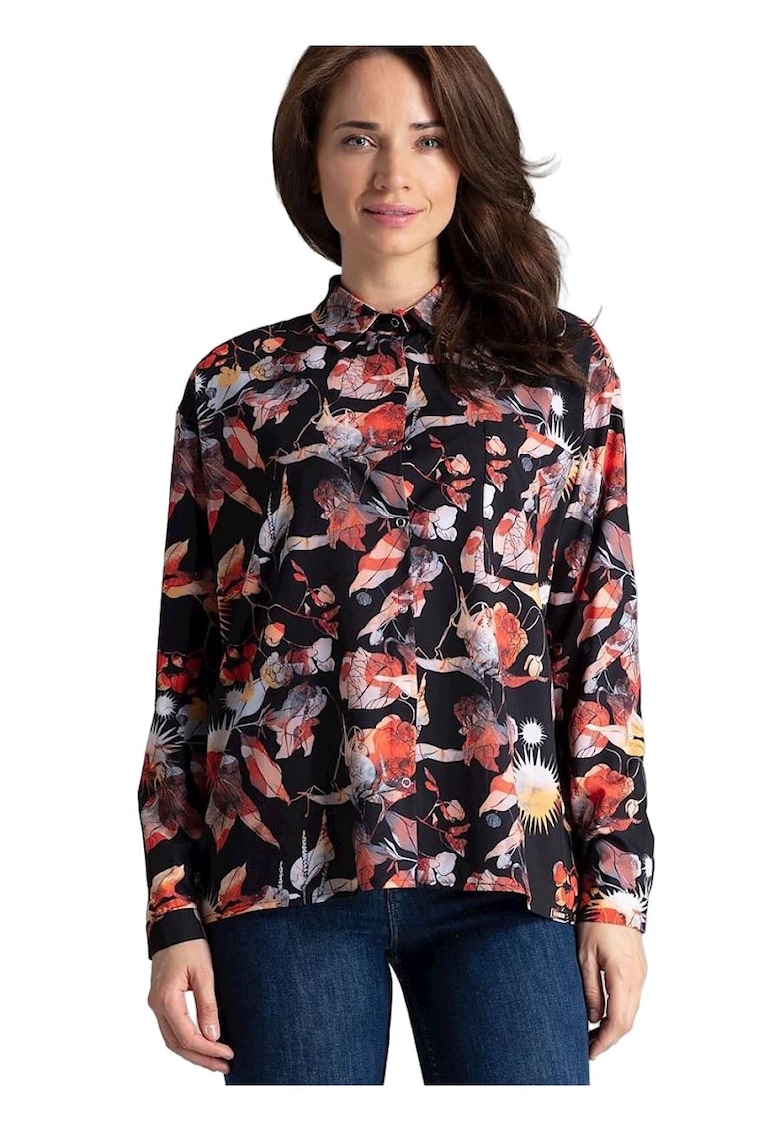 Camasa dama -  neagra - poliester - cu maneci lungi - cu buzunar.