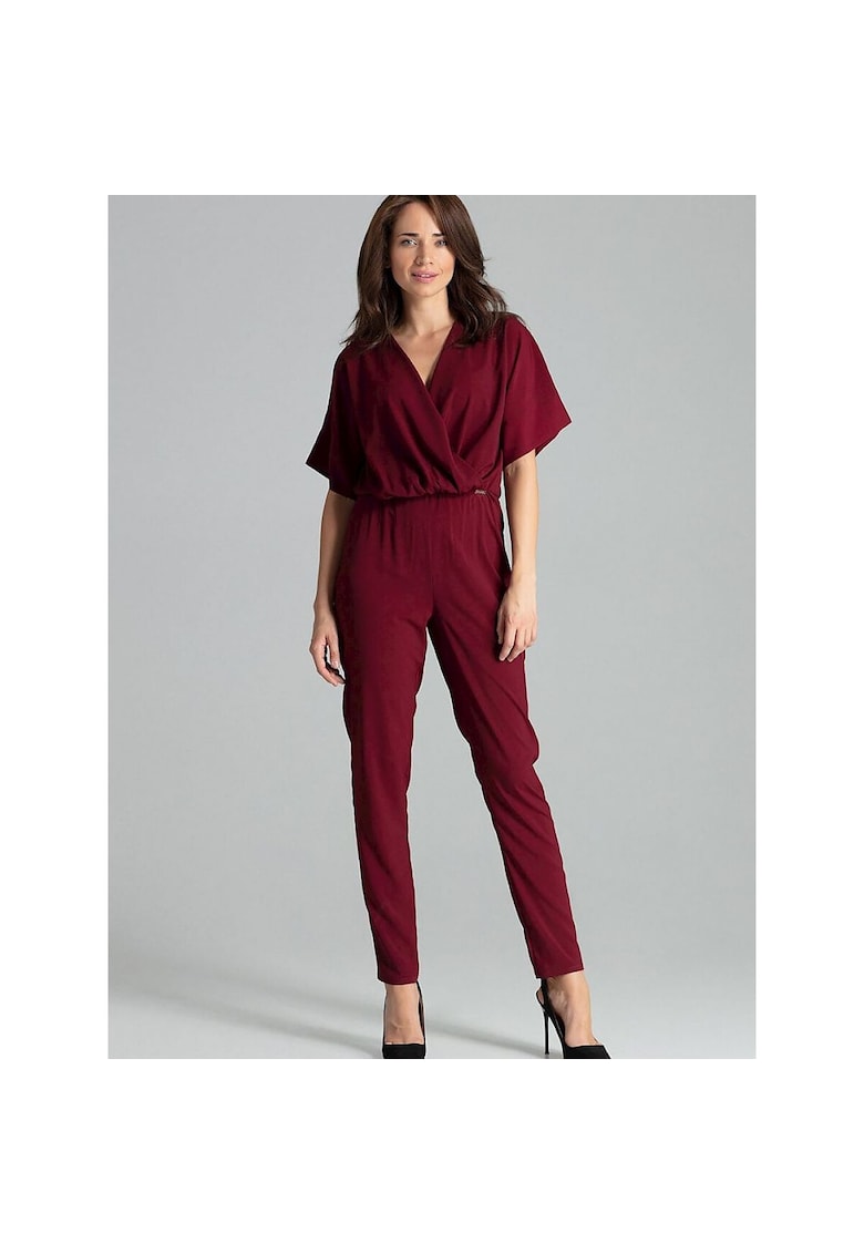 Salopeta dama -  rosu - maneci kimono - elastic - viscoza poliester