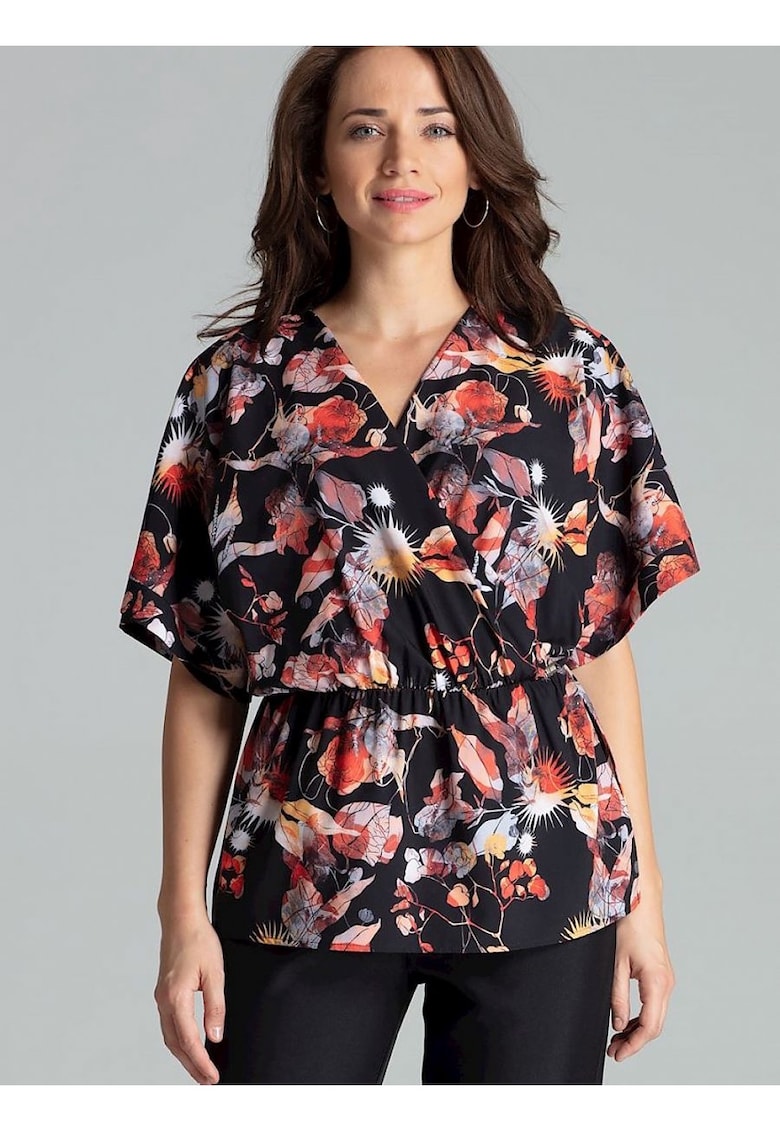 Bluza dama - florala - cu maneci kimono - multicolor - poliester Bluza dama - florala - cu maneci kimono - multicolor - poliester