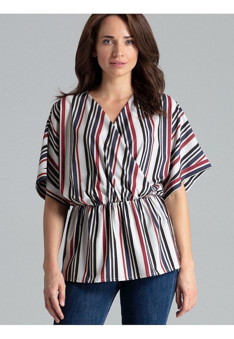 Bluza dama multicolor - maneci kimono - talie elastica Bluza dama multicolor - maneci kimono - talie elastica