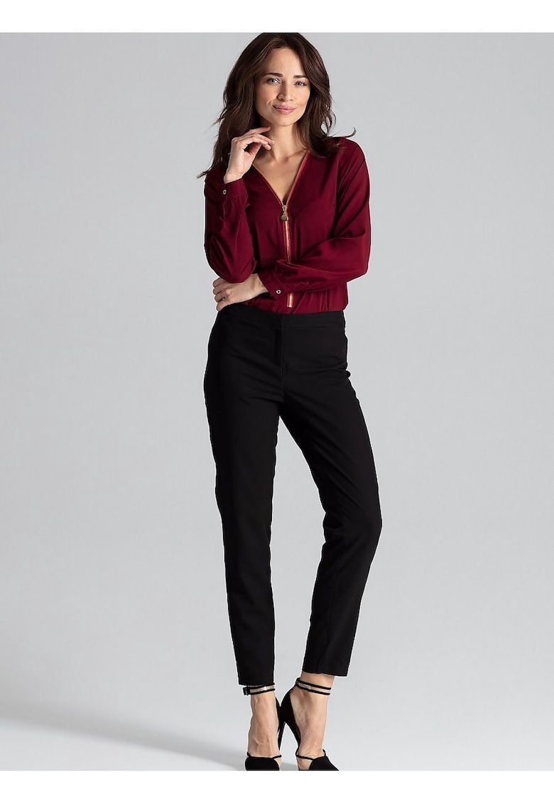 Bluza dama - cu fermoar - rosu - LYCRA - poliester