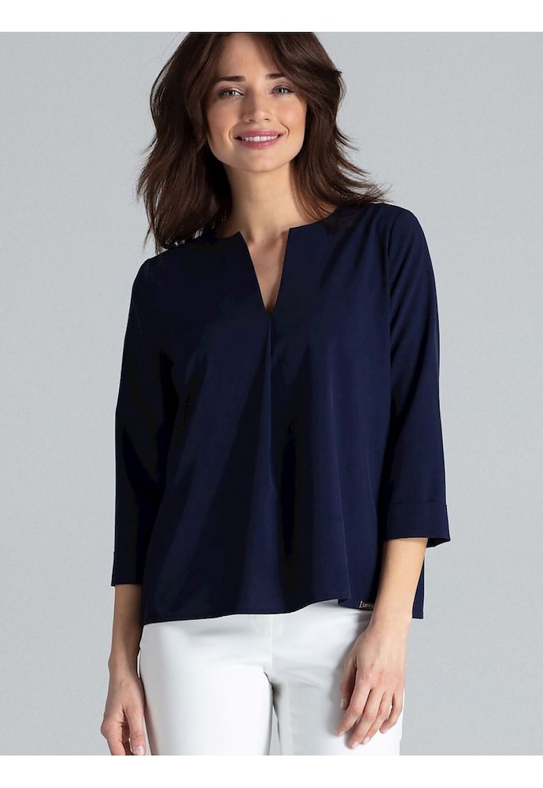 Bluza dama - bleumarin - maneci lungi - decolteu in V - poliester Bluza dama - bleumarin - maneci lungi - decolteu in V - poliester