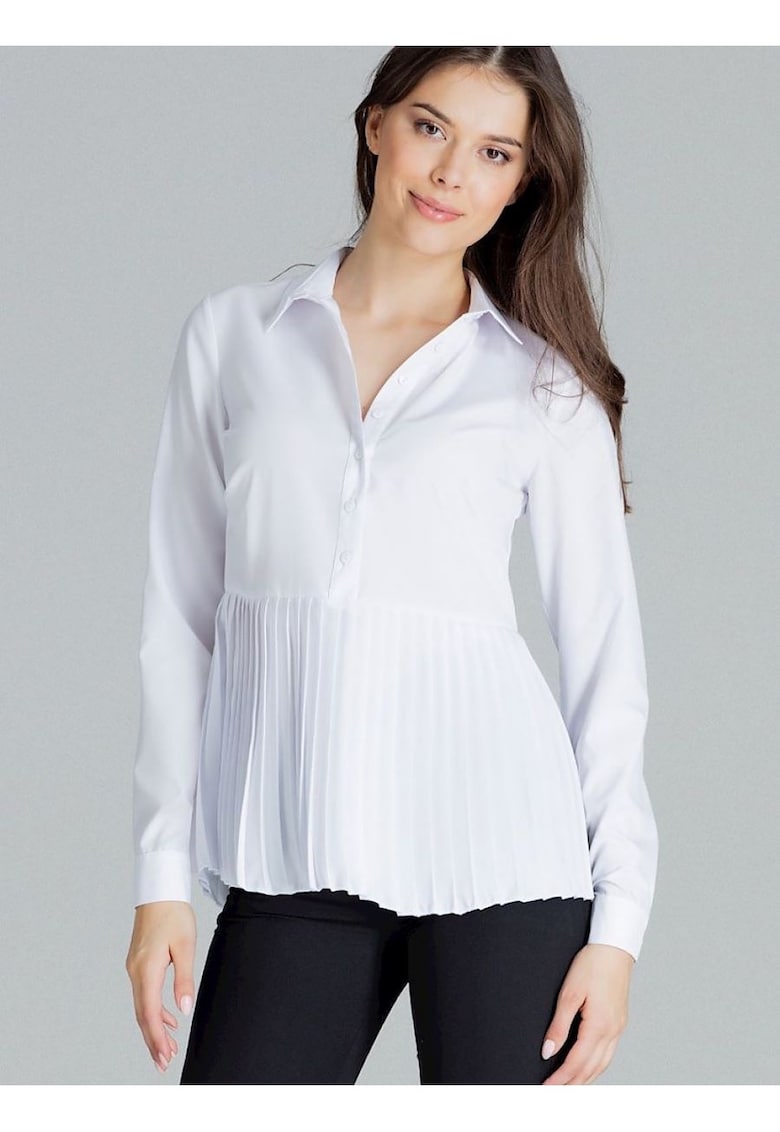 Bluza dama - alba - maneci lungi - semi fermoar - poliester