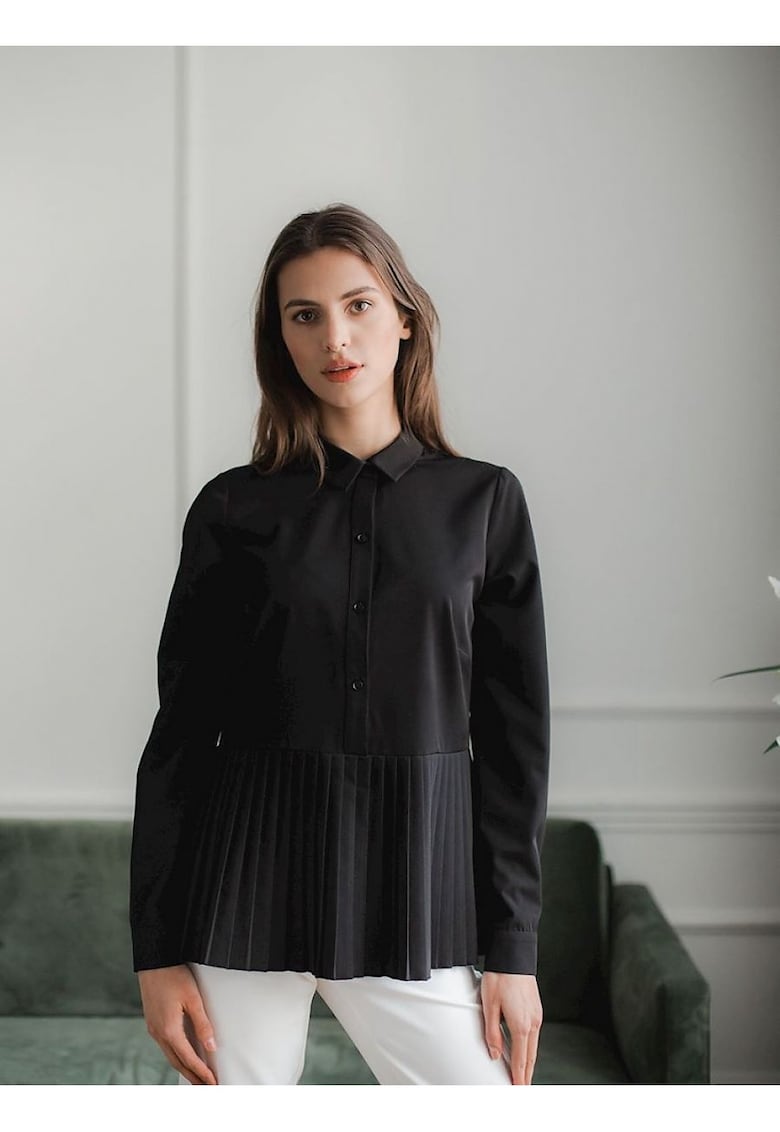 Bluza dama -  neagra - maneci lungi - semi fermoar - poliester