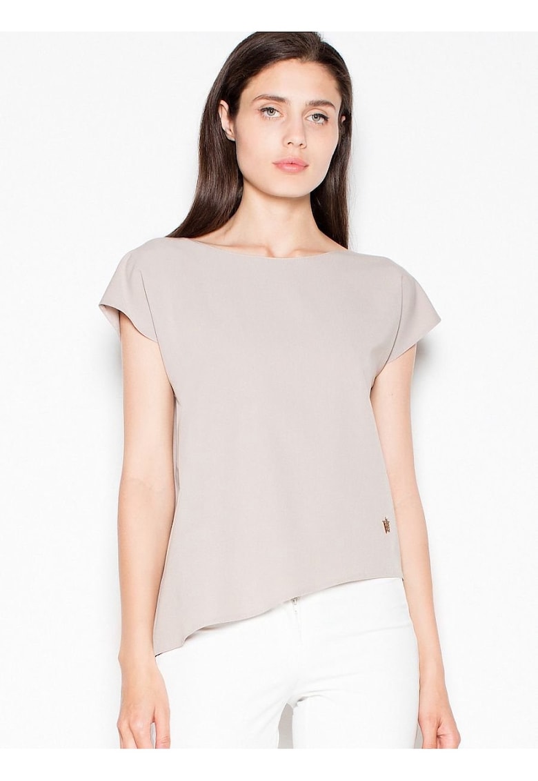 Bluza dama - asimetrica - bej - poliester 65% - viscoza 35%