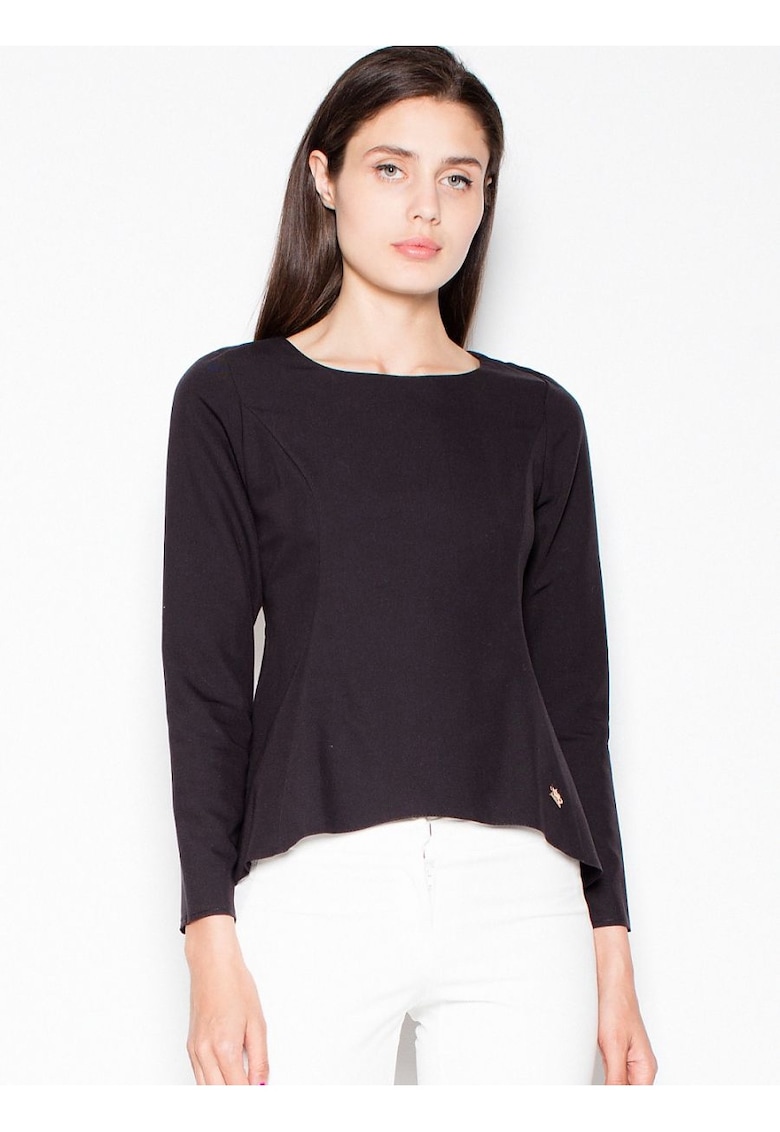 Bluza dama -  asimetrica - neagra - poliester 65% - viscoza 35%