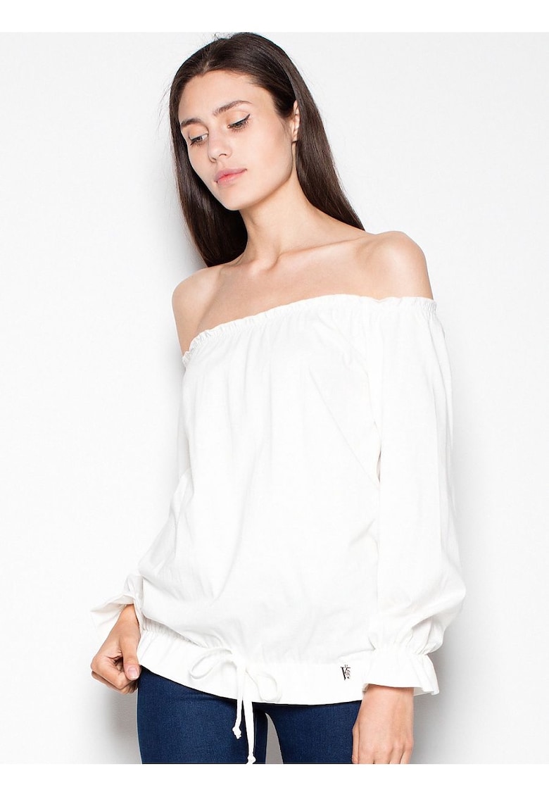 Bluza dama bej - bumbac - maneca lunga - model lejer