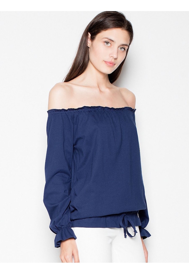 Bluza dama  bleumarin - bumbac - maneca lunga - model lejer