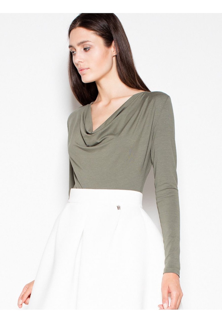 Body verde - din viscoza - cu maneci lungi