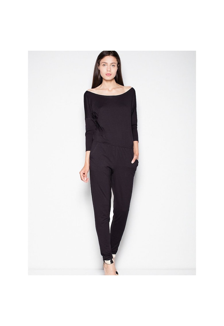 Salopeta dama neagra - decolteu semicircular - maneci cazute - viscoza -