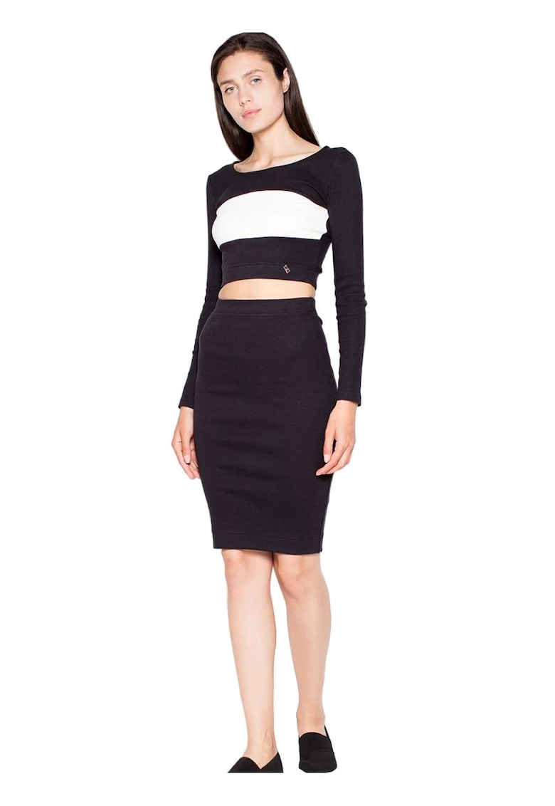 Set fusta/top - Bumbac/Elastan - Negru