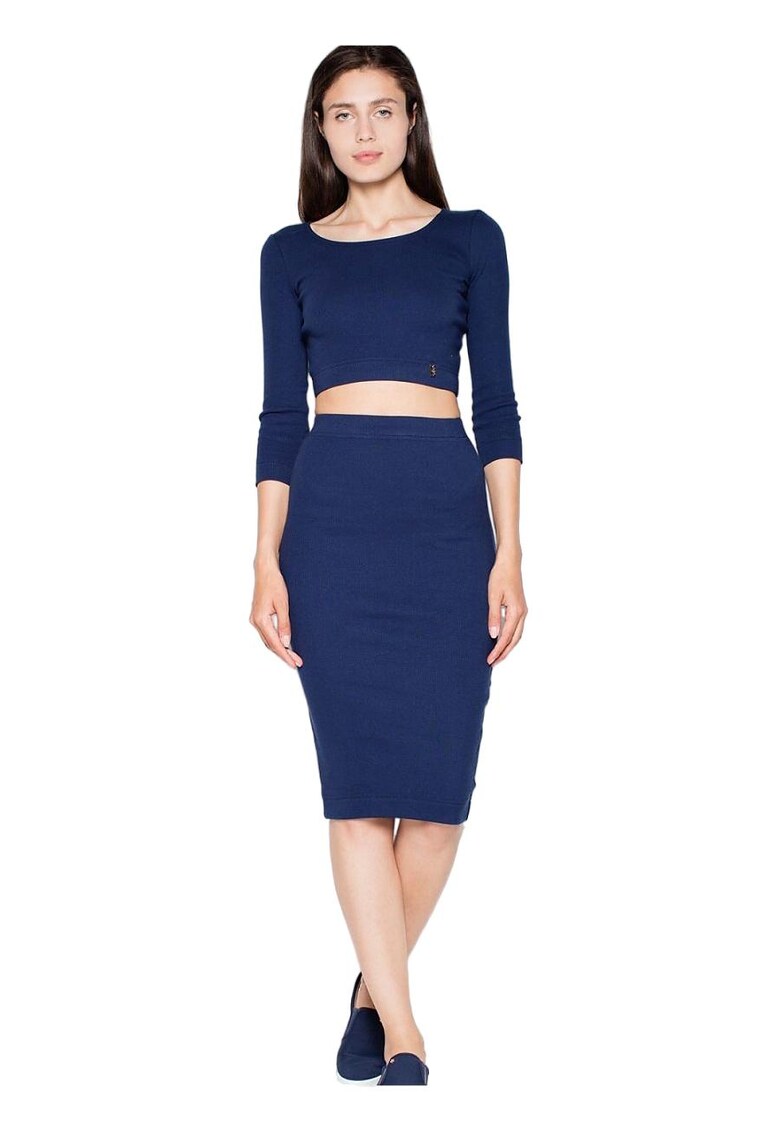 Set fusta/top dama - Bumbac/Elastan - Bleumarin