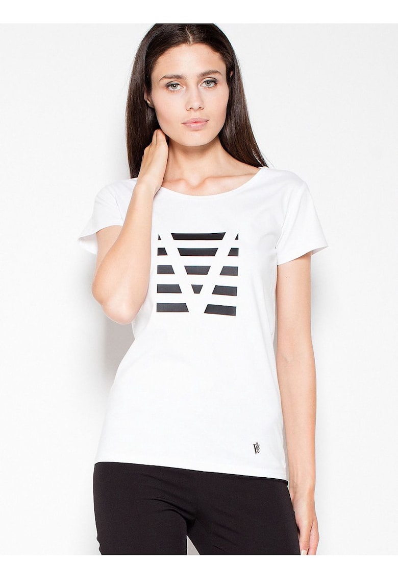 Tricou dama imprimeu original - alb - bumbac 92% -