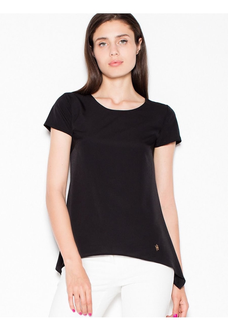 Tricou dama  negru - material usor - cu parti extinse - Tricou dama  negru - material usor - cu parti extinse -