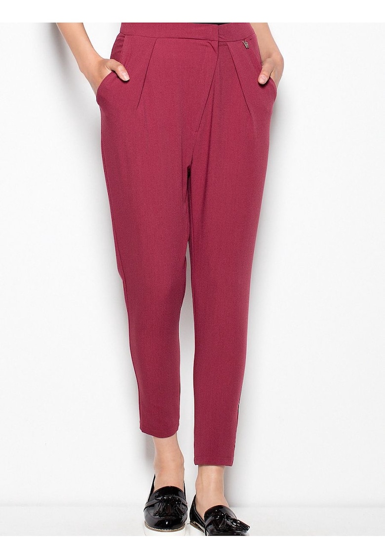 Pantaloni dama conici - confortabili - rosii - poliester