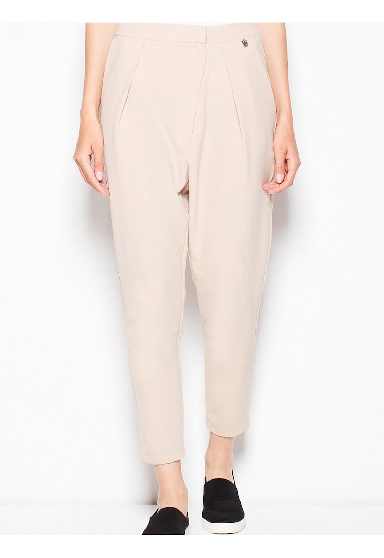 Pantaloni dama conici - confortabili - bej - poliester