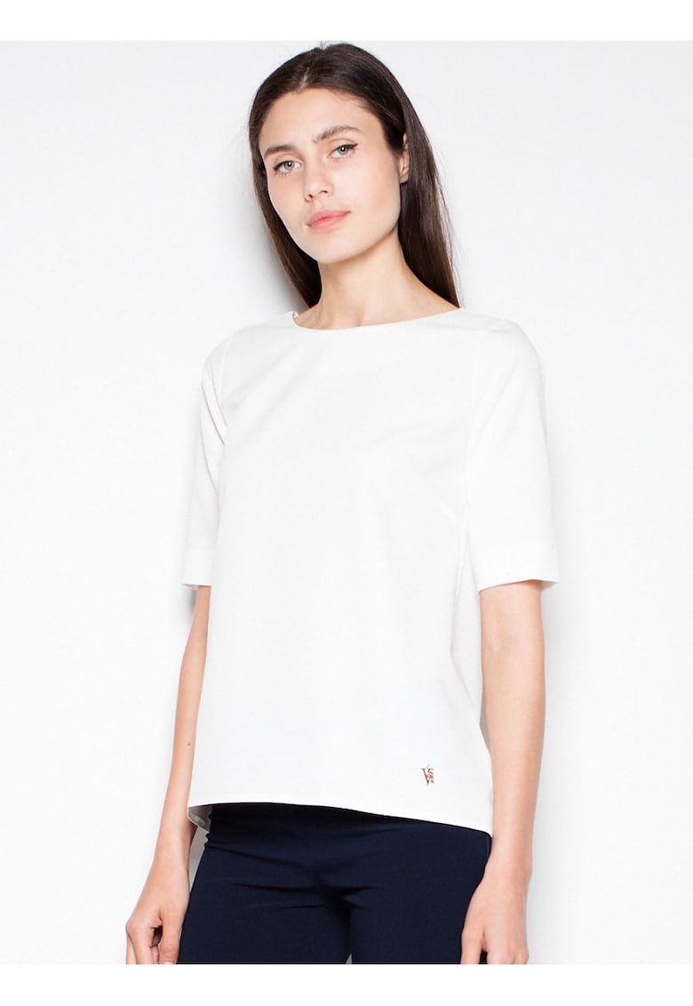 Bluza dama  asimetrica - decupaj spate - bej - poliester -