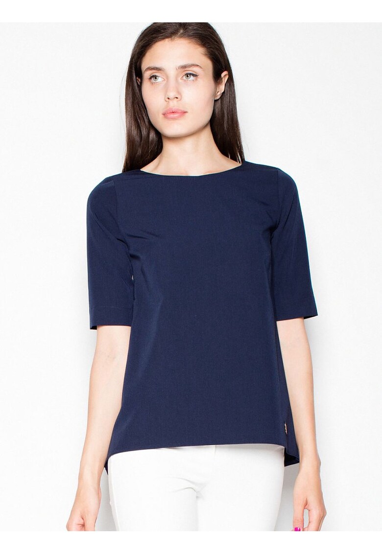 Bluza dama  bleumarin - asimetrica - cu decupaj spate - poliester-viscoza -