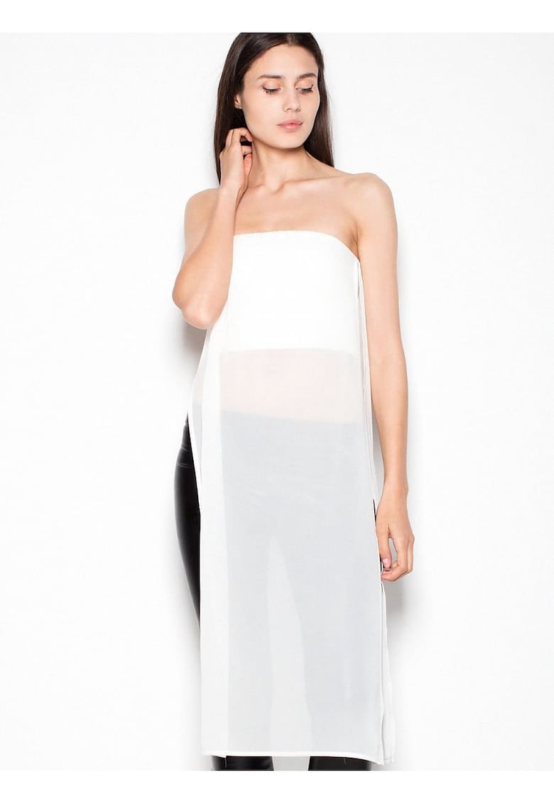 Top dama  bej - poliester - design extravagant cu sifon decorativ - model croiat original -