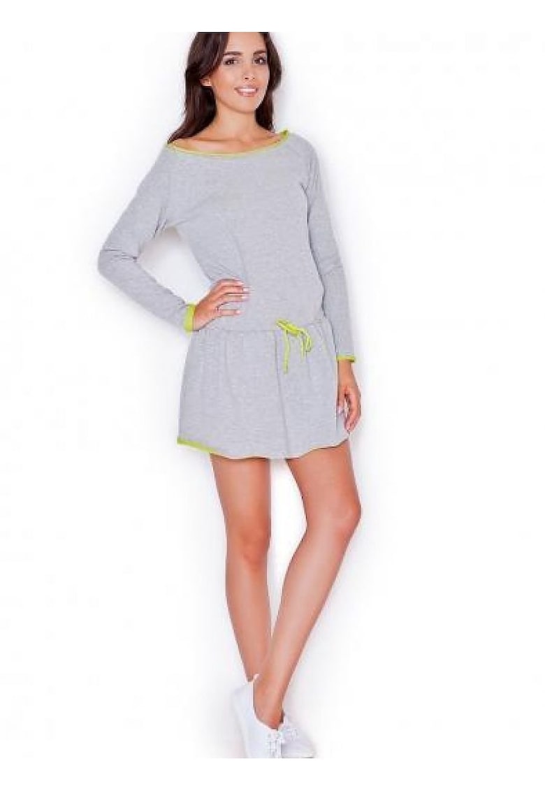 Rochie de zi  gri - casual - bumbac - poliester