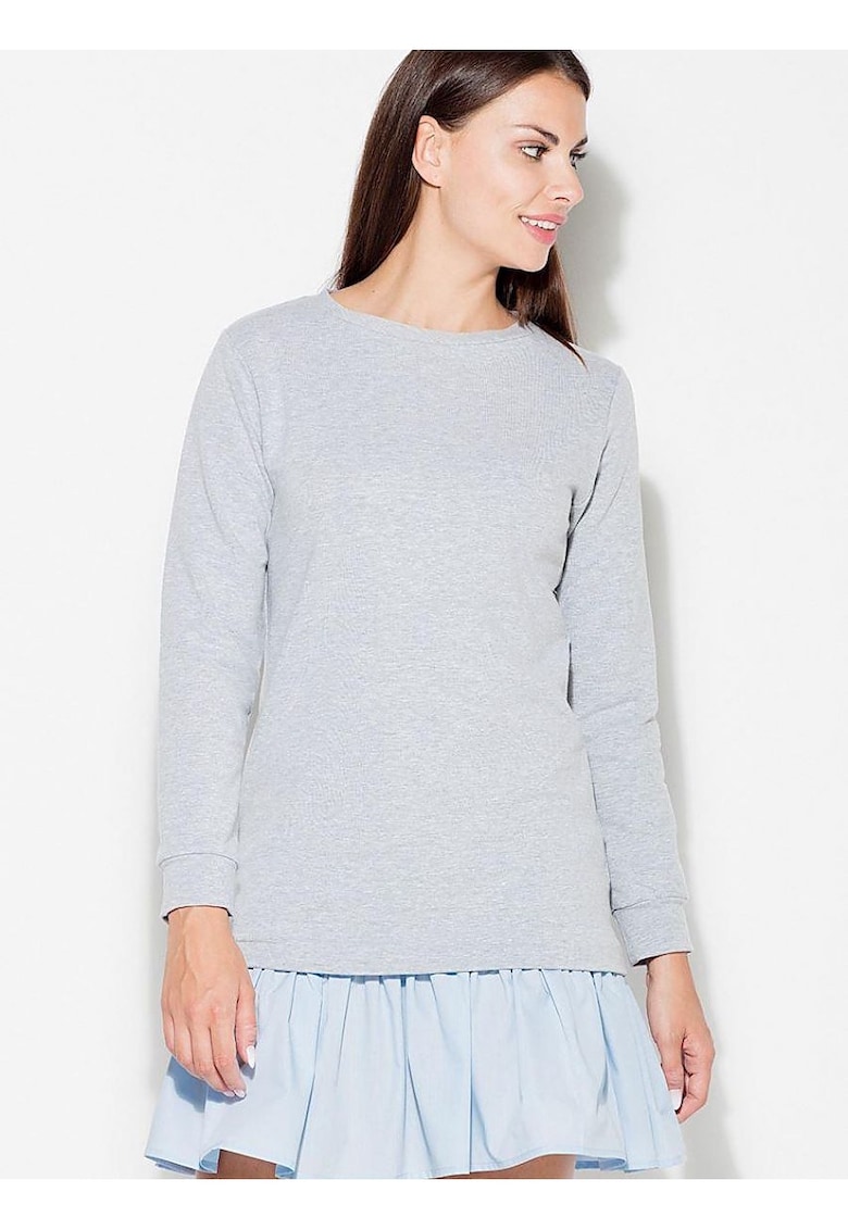 Rochie de zi  gri - casual - cu volane