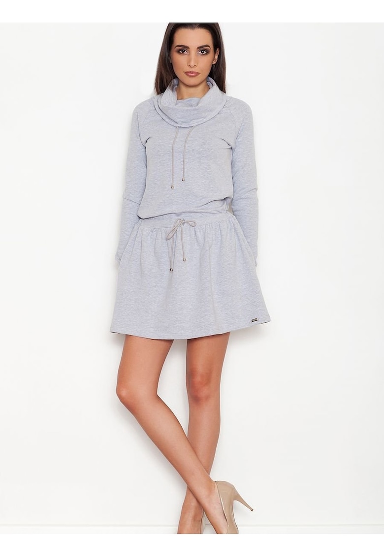Rochie de zi  gri - casual - cu guler