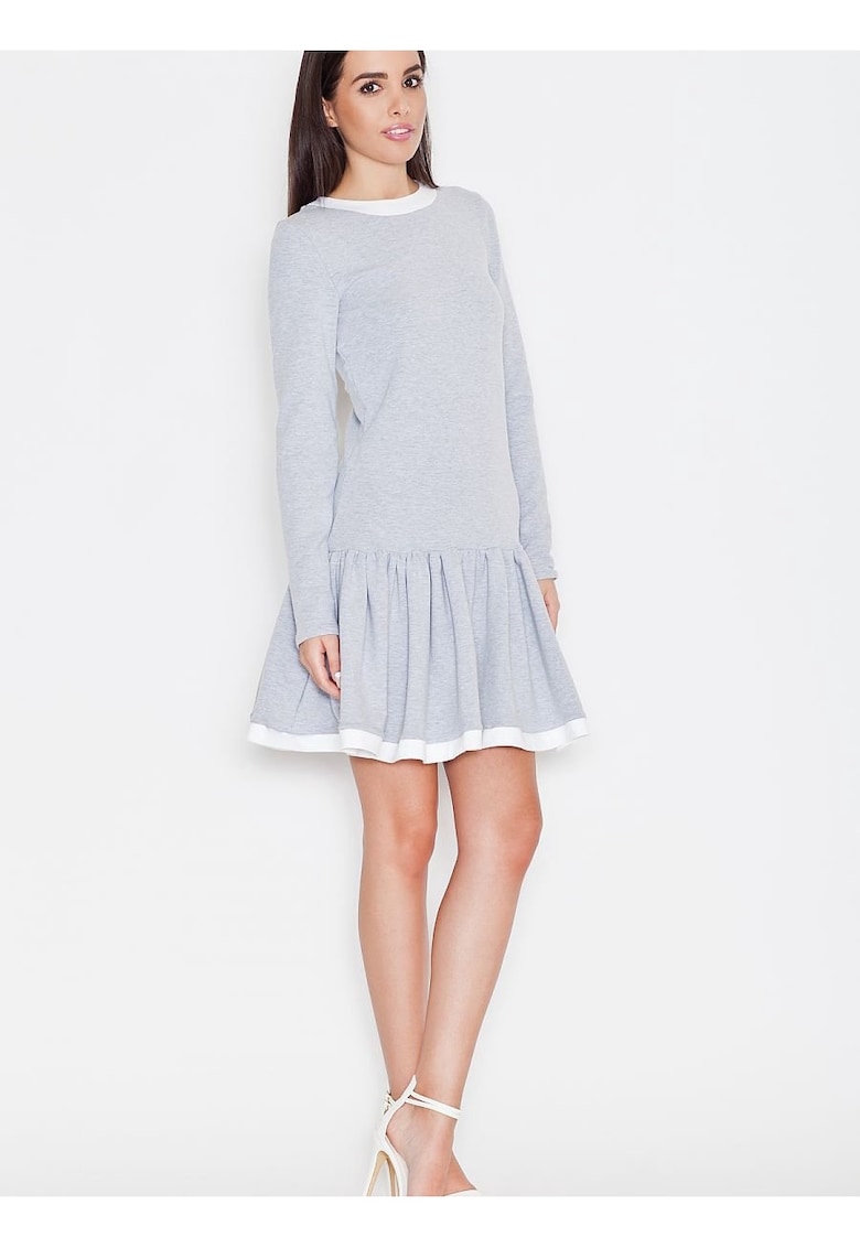 Rochie de zi  gri - casual - bumbac Rochie de zi  gri - casual - bumbac