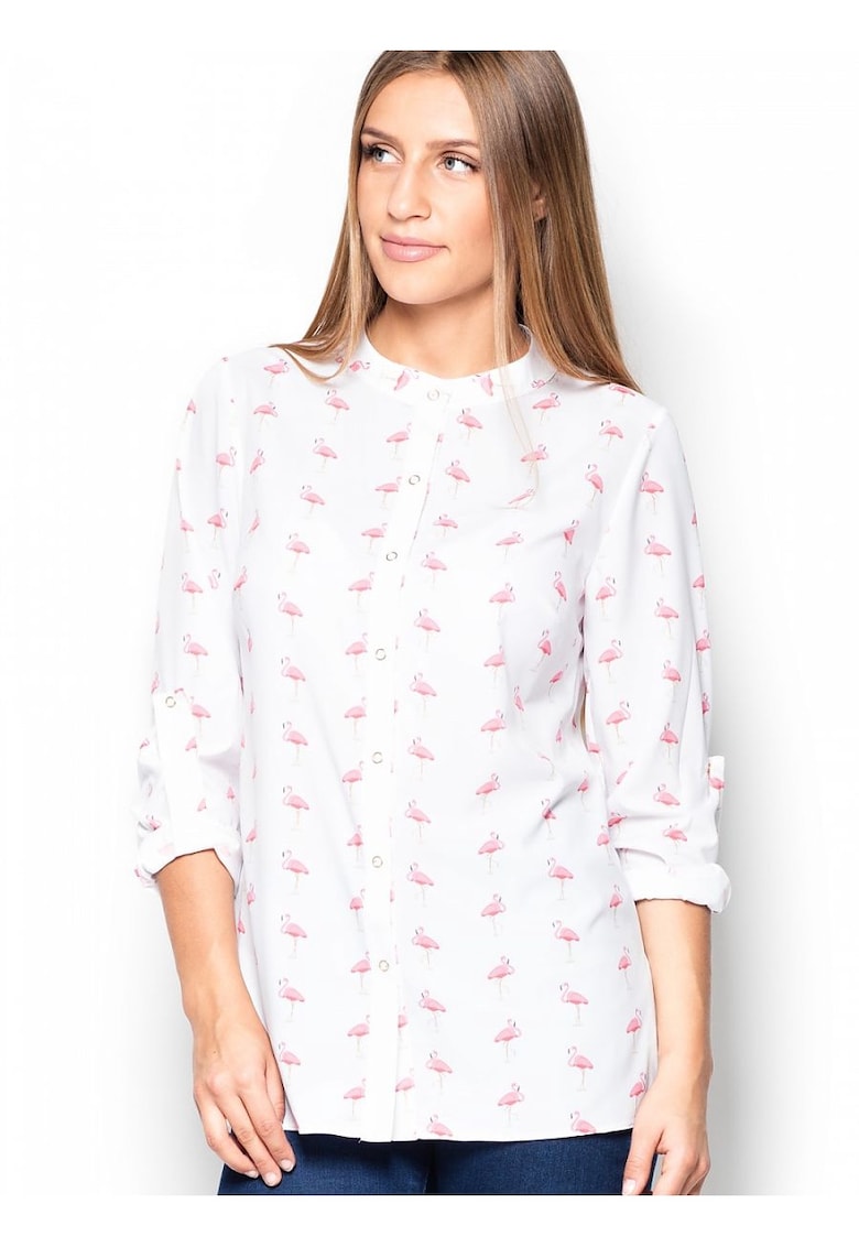 Camasa dama alb - material neted - croiala lejera - inchidere cu capse