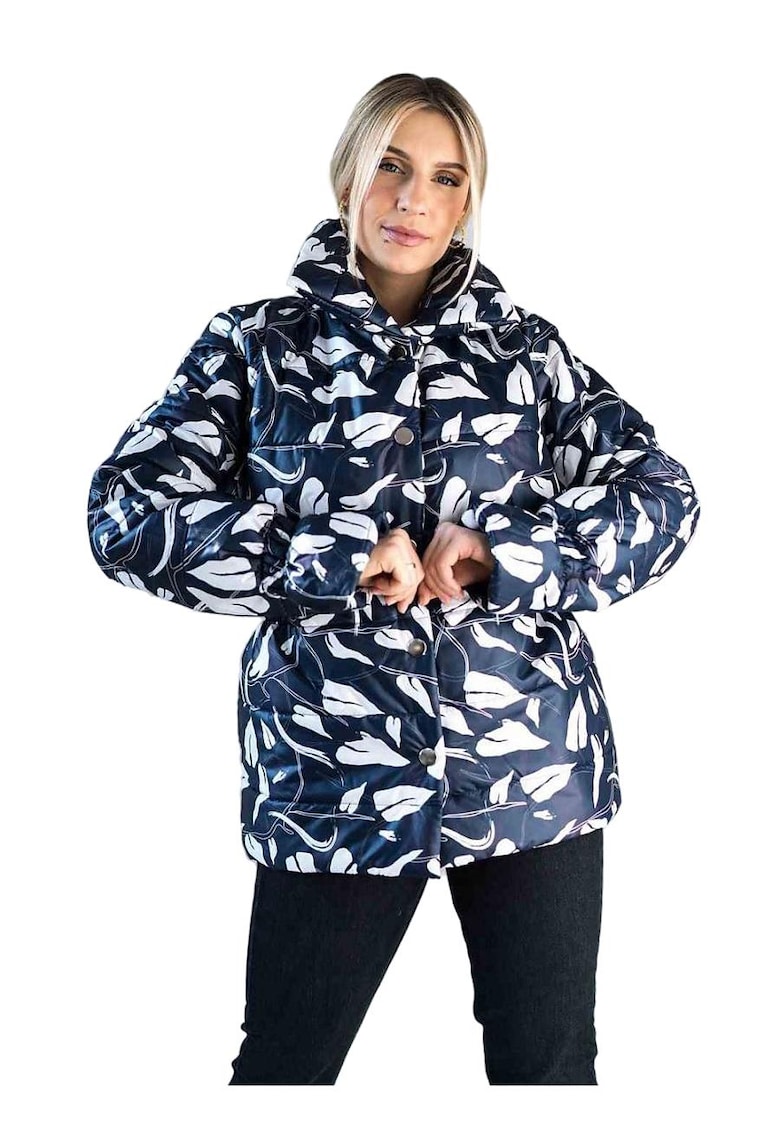 Geaca dama -  poliester - bleumarin/alb