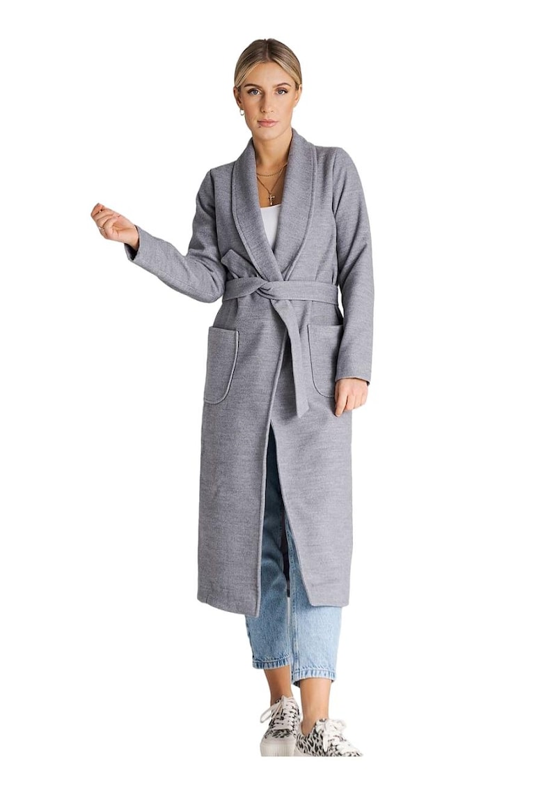 Palton dama design elegant - viscoza/poliester - gri