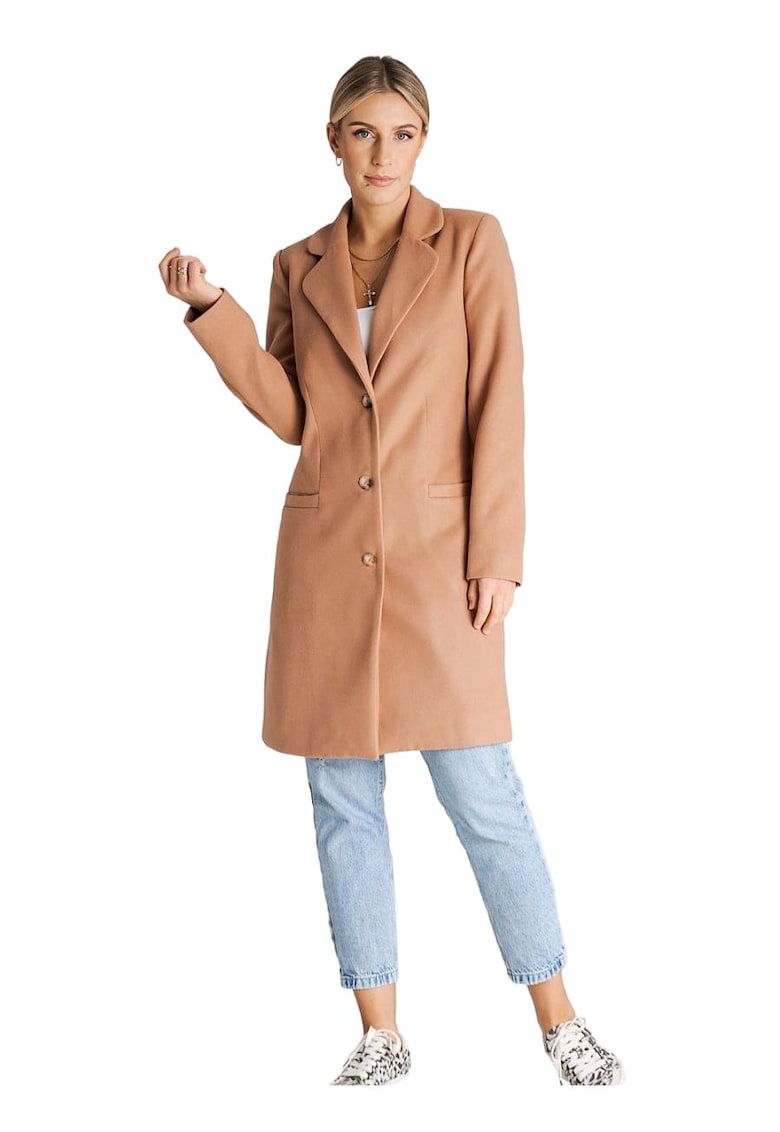 Palton dama  clasic - captusit - lungime genunchi - acril/lana/poliester - bej